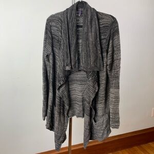 Cozy drapey cardigan sweater in grays